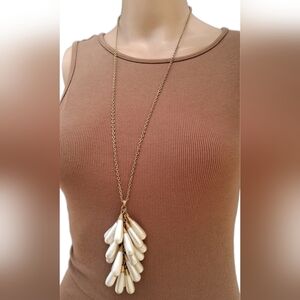 Vintage Plunder Design Antiqued Gold Tone Faux Pearl Teardrop Tassel Necklace